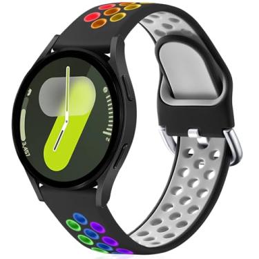 Imagem de Lerobo Pulseira esportiva de silicone para Galaxy Watch 7 compatível com Samsung Galaxy Watch 6/Galaxy Watch 4/Galaxy Watch 5/5 Pro/Active 2/Galaxy Watch 4 6 Classic de 42 mm, 46 mm, 43 mm, 47 mm, 47