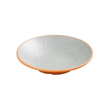 Imagem de Prato de porcelana de imitação simples e requintada de cor sólida estilo nórdico - disco profundo com padrão de pedra de 25,4 cm