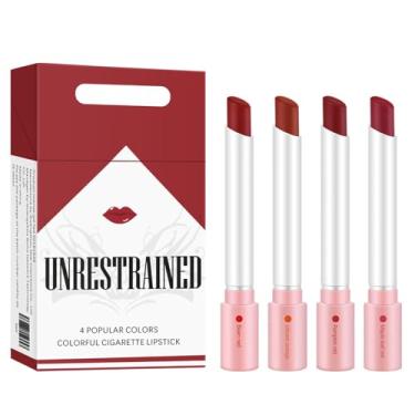 Imagem de VSTYLE Peças De Batom Fosco Estilo Estojo Cigarro, Copo Veludo Vermelho Antiaderente, Fácil Colorir, Conjunto Tubo Brilho Labial, Longa Duração, À Prova D'Água, Elegante, Nude, Charmoso, Para Mulher