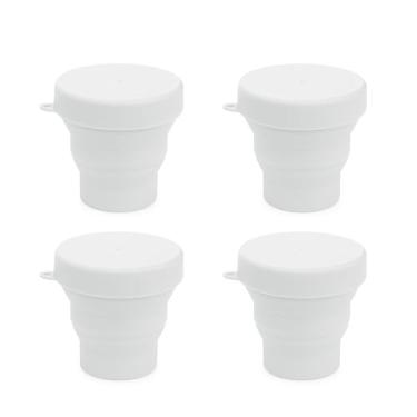 Imagem de Copo Retrátil de Silicone, 150ml, Amarelo, Com Tampa, Kit 4 Unidades (Branco)