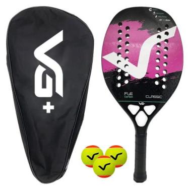 Imagem de Kit Raquete de Beach Tennis Classic Full Carbon com 3 Bolas e Bolsa de