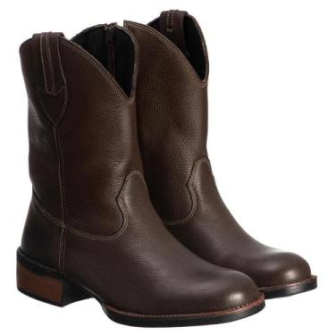 Imagem de Bota Texana Masculina Couro Lisa Cano Alto Zíper Dia a Dia - Campero, 