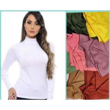 Imagem de Blusa feminina manga longa gola alta malha canelada - moda filo, Verme