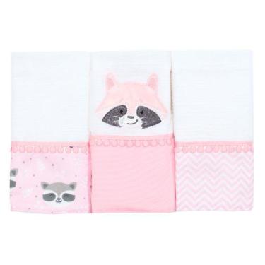 Imagem de Fralda de Boca Guaxinim Rosa 3 Peças - Miguel Baby