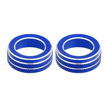 Imagem de A ABSOPRO Anéis de cobertura de botão de afinação Volume VOL para VW Tiguan Taos Jetta Passat Atlas Arteon Golf R Beetle liga de alumínio azul (pacote com 2)