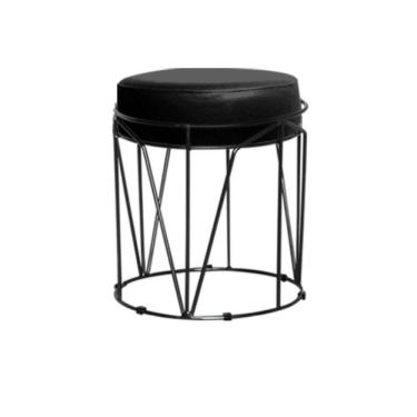 Imagem de Puff Aramado Babu Com Armação Bronze Estofado Para Sala