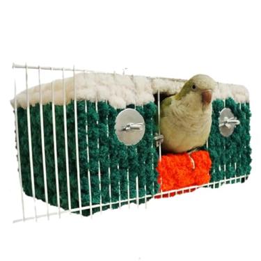 Imagem de Ninho de pássaro para gaiola, cama de pássaro pendurada de pelúcia para periquito, casa de pássaros reprodutores para conure, periquito, calopsita, periquito, canário, tentilhão, ninho quente para