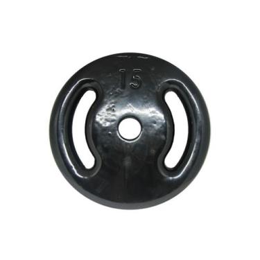 Imagem de Anilha Emborrachada 15KGs Vazada Para Academia Musculação - 1 Fit