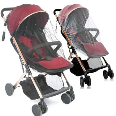 Imagem de Rede mosquiteira universal para carrinho de bebê, capa de rede contra insetos para carrinhos, berços, brincos, mini berço portátil, rede de insetos para bebês durável essencial (2, pacote com 2, preto