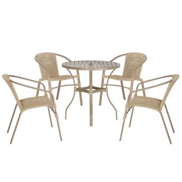 Imagem de 04 Cadeiras Floripa E Mesa Roma 100cm Fendi Trama Original Rami