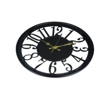 Imagem de Relógio De Parede Minimalista Decorativo Preto 30,5cm Vazado