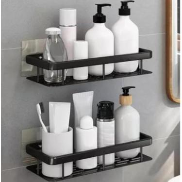 Imagem de Kit com 2 Prateleiras de Banheiro Sem Furo. Suporte Porta Shampoo e Sabonete para Box, Fixação Forte e Instalação Fácil.