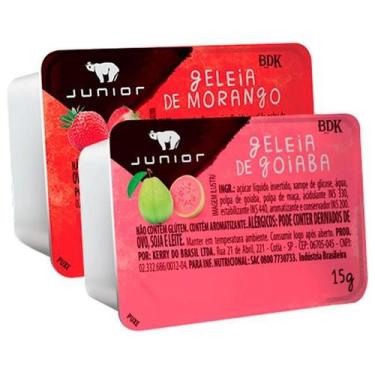 Imagem de Geleia Mini Blister Sache Junior Morango Goiaba Kit 12 unid