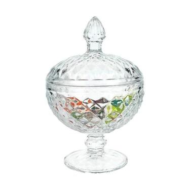 Imagem de Potiche Lumiére De Vidro Com Pé Bomboniere Porta Doces 18cm - KeHome, 