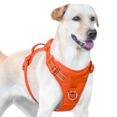 Imagem de Arnês Anti-Puxão Sunraymascota para Cães, Coleira Refletiva para Filhotes e Adultos – Portes P, M e G(Laranja,GG)
