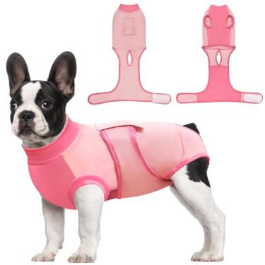 Imagem de Idepet Macacão de recuperação de cães feminino, macacão de cirurgia masculino respirável para esterilização e coleira eletrônica e cone alternativo, roupa cirúrgica para filhotes, camisa