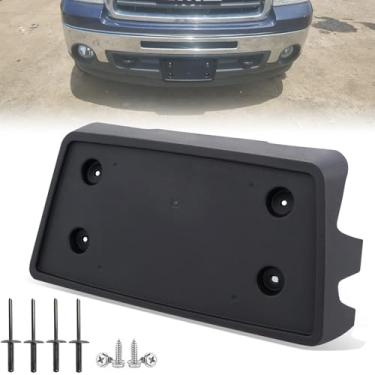 Imagem de Moldura de placa de licença frontal para GMC Sierra 1500 2007-2013 para Sierra 2500HD 3500 HD 2007-2010 para-choque dianteiro suporte de placa de carro substituição # 15781553 Partslink # GM1068125