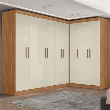 Imagem de Guarda-Roupa Casal Modulado Paris 9 Portas 2 Gavetas Cinamomo/Off - Ma