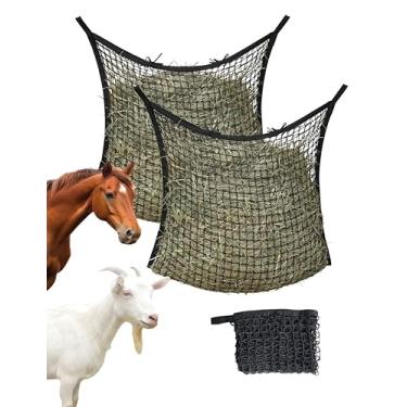 Imagem de Harrison Howard Redes de feno de alimentação lenta de abertura quadrada para cavalos Saco de alimentação de cavalo de grande capacidade reduz o desperdício de feno promove digestão saudável preto 61 x