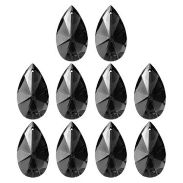 Imagem de PATIKIL Pingentes de cristal K9, contas em gota, pacote com 10 peças de prismas de lustre de 38 mm, contas penduradas, lâmpada DIY para decoração de artesanato, preto