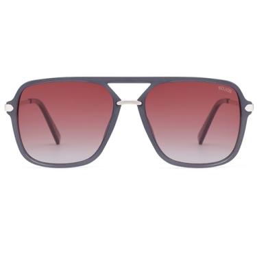 Imagem de SOJOS Óculos de sol para mulheres e homens, quadrados, retrôs, lentes polarizadas, aviador moderno, óculos de sol anos 90, Armação cinza/lente vermelha, 54-17-147