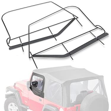 Imagem de MasterTop Par de moldura de porta superior de aço de substituição estilo OE - Serve para Jeep Wrangler TJ 1997-2006 com capotas macias de fábrica - Projetado para meias portas inferiores rígidas