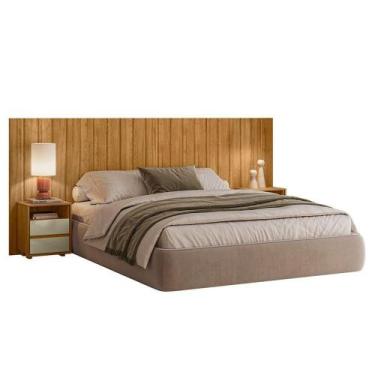 Imagem de Cabeceira De Cama Extensível Com Mesa De Cabeceira Mdf Fiori Cumaru-op