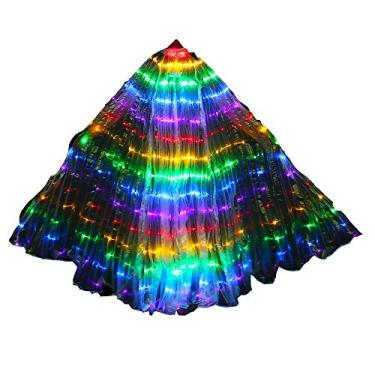 Imagem de Led Isis Wing – Dança do ventre com asas iluminadas, carnaval, festa de Halloween e discoteca com bastões flexíveis para mulheres/meninas, vermelho, azul, verde, azul e roxo, One Size