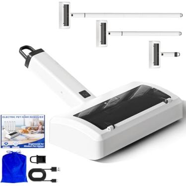 Imagem de Removedor elétrico de pelos de animais de estimação para cães e gatos, rolo de fiapos recarregável com alça ajustável, limpador de pelos portátil para sofá, tapete, cama e carro, ecológico e elegante