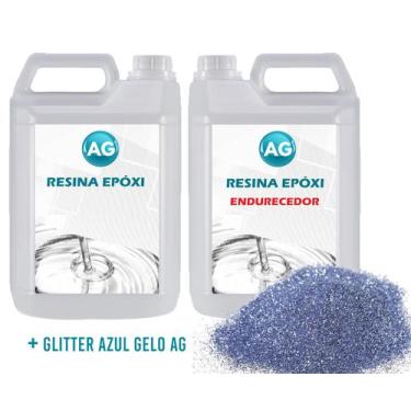 Imagem de Resina Epóxi 1KG + Glitter Azul Gelo AG - Resinas ag