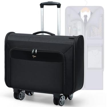 Imagem de Tonyeee Bolsa de roupa com rodinhas Softside, bolsa de roupa grande com rodas, mala removível 3 em 1 para mulheres e homens, viagens de negócios, Preto, XXL, Sacos de roupa com rodinhas