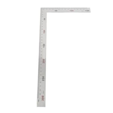 Imagem de Régua de ângulo reto, régua de aço inoxidável 90 graus em forma de L, ferramenta de 2 tamanhos de escala diferentes para engenheiro carpinteiro 1 peça (300 mm x 150 mm)
