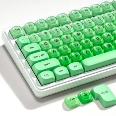 Imagem de Teclas PBT, perfil XVX Green Apple Jelly HOA, teclas personalizadas fofas de 132 teclas (para teclados mecânicos com interruptores Cherry/Gateron MX) - verde maçã