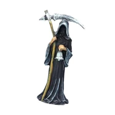 Imagem de Generic Estátua Homem Misterioso Segurando Foice Estatueta Arte Preto Gótico Escultura Assustadora para