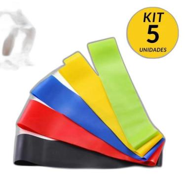 Imagem de Kit 5 Faixa Elastica Treino Ginastica Pilates E Fisioterapia - Zonne