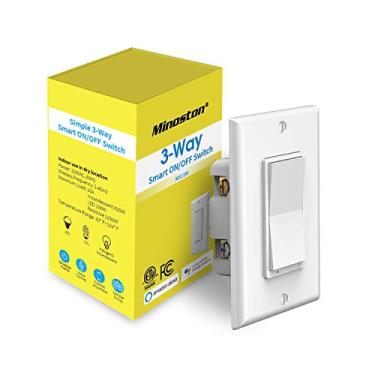 Imagem de Minoston Interruptor De Luz Inteligente, Liga/Desliga Wi-Fi 3 Vias (Somente 2,4 Ghz), Fio Neutro Necessário, Compatível Com Alexa E Google Assistente, Sem Hub, Fácil Instalação Na Parede, Listado Pe