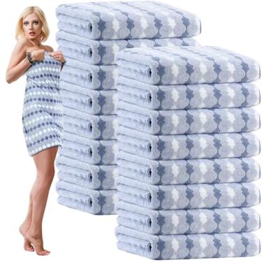 Imagem de SmoothNovelty Pacote com 16 toalhas de banho de microfibra a granel 79 x 152 cm toalha de banho tamanho grande altamente absorvente extra grande secagem macia para chuveiro, verão, praia, salão de