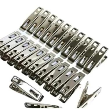 Imagem de Clips Pregador Inox Varal Lavagem Pinça Para Pendurar Roupa,Prendedor Roupa Forte Segurar(kit20 inox 5cm)