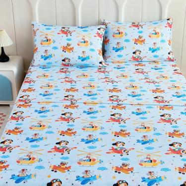 Imagem de Homilay Jogo de lençol Queen infantil - 4 peças para meninos, meninas, adolescentes, crianças pequenas, bolsos profundos de fácil ajuste, respirável, sem rugas, aconchegante, macio com estampa de