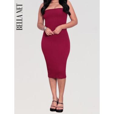 Imagem de Vestido Coladinho sem alça Tubinho Bandeau Canelado Moda Gringa Blogue