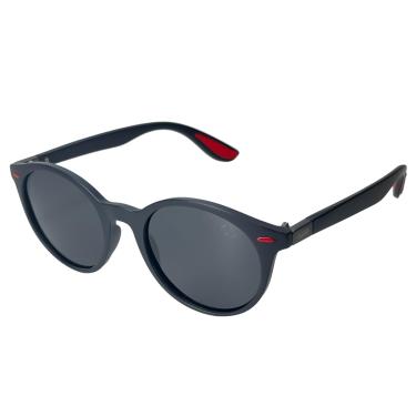 Imagem de Óculos De Sol Redondo Unissex Original Streetwear - Armação Preta Fosca Com Detalhes Vermelhos E Lente Escura Polarizada Uva Uvb - Modelo Premium Casual Solon Glasses Acompanha Caixinha De Óculos