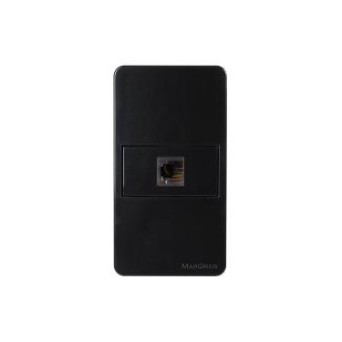 Imagem de Placa para Condulete Caixa 3/4" com Tomada para Telefone MarGirius Sleek RJ11 4 Fios Preto Ebony