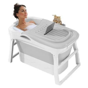 Imagem de Banheira Ofurô Dobrável Portátil 210 Litros Adulto 112 Cm Vg+ Cinza - 