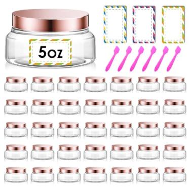 Imagem de Embalagem com 36 recipientes de plástico para cosméticos de 142 g com tampas, recipientes de viagem transparentes e vazios recarregáveis para manteiga corporal, esfoliantes de açúcar, creme, loções