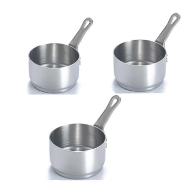 Imagem de Conjunto de 3 peças de copos de molho de aço inoxidável mini potes de condimento com alças durável, base antiderrapante para churrasco, bife, café (prata)