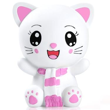 Imagem de H&W Cofrinho para gatos (rosa), cofrinho de gato inquebrável, primeiro cofre, melhor aniversário de Natal para crianças, meninos, meninas, decoração de casa (WK19-D3)