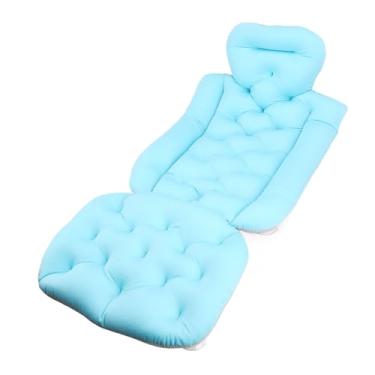Imagem de Generic Almofada de Banho de Corpo Inteiro, Copo de Sucção Prolongado para o Pescoço Cabeça Suporta Tapa de Banho de Corpo Inteiro para Adulto (Azul)