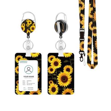 Imagem de Suporte de crachá de identificação com cordão, cordão removível e clip