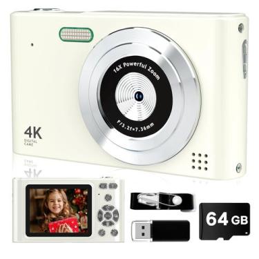 Imagem de Câmera digital BEARBISU 44MP Full HD 1080P com cartão de 64GB - branca