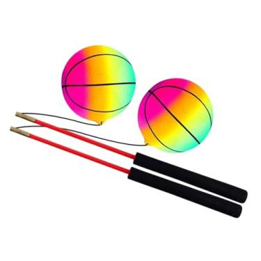 Imagem de menolana Bola de exercício para jogos ao ar livre com alças de espuma, alongamento de braço e ombro, bolas de fitness para arremesso manual para idosos, Colorida